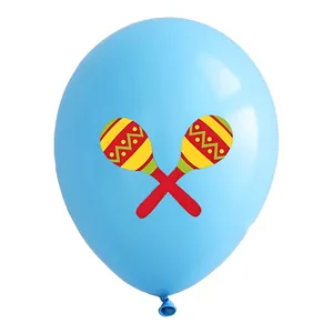 Ballon en latex bleu clair 12 pouces avec imprimé maracas mexicaines pour décoration fête
