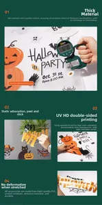 Detailansicht der Merkmale von Halloween-Statikaufklebern und Dickenmessung