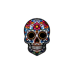 Exquisite colorful Mexican sugar skull metal enamel pin badge for clothing bags accessory