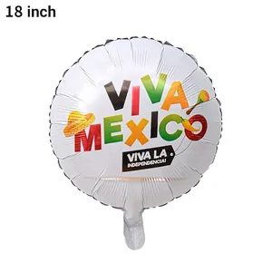 18-inch silver foil balloon with Viva Mexico print for festive fiesta party celebrations