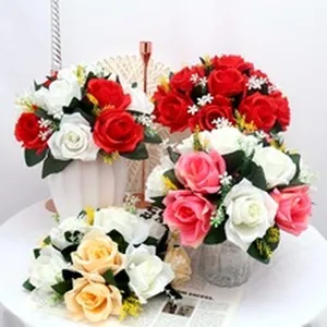 Various colorful artificial rose bouquets for home decor and festive celebrations