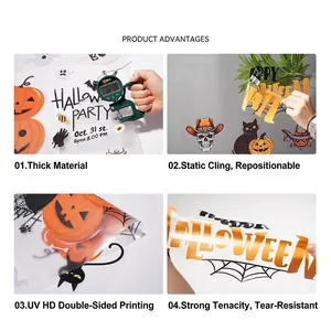 Electrostatic Halloween window stickers with pumpkins and skulls for festive shop decoration