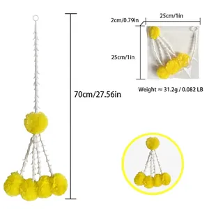 Dimensions and weight of the yellow marigold garland for Indian wedding decor