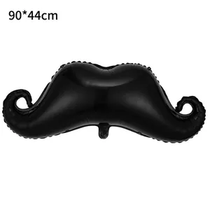 Large black mustache shaped foil balloon for carnival fiesta party decoration 90x44cm