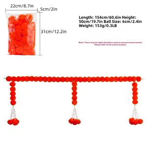 Vibrant orange artificial marigold garland for Indian wedding or Day of the Dead decoration