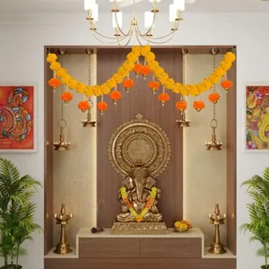 Decorative artificial marigold garland for festive doorway and home wall hanging decor