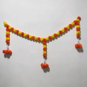 Vibrant orange and yellow marigold garland for Diwali and Day of the Dead decoration