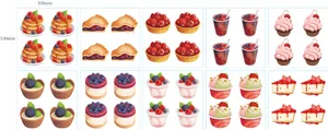 Assorted colorful cartoon dessert temporary tattoo stickers set for kids and DIY crafts