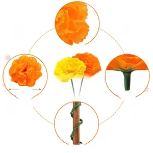 Detailweergave van 50 stuks kunstmatige goudsbloemen met 2,2 inch diameter voor decor.