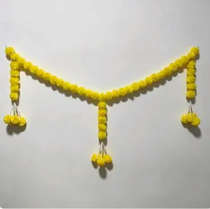 Yellow artificial marigold flower garland for Diwali wedding party home wall decoration