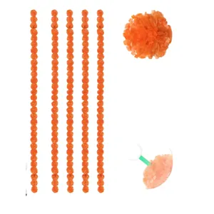 Orange artificial marigold flower garlands for Day of the Dead and wedding decoration