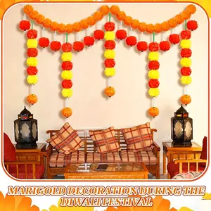 Artificial marigold flower garlands for Diwali or Day of the Dead festival decoration