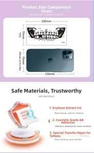 Tabella delle taglie dettagliata e materiali ecologici per tatuaggi di Halloween
