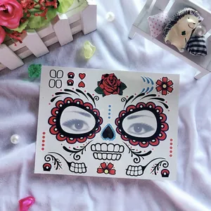 Mexican Day of the Dead sugar skull temporary face tattoo stickers for Halloween