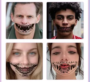 Tatuaggi temporanei viso con bocca di mostro per costumi di Halloween spaventosi