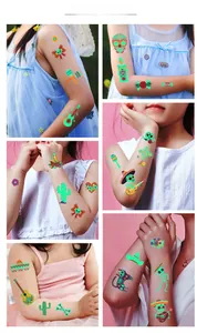 Luminous Day of the Dead temporary tattoos for kids shown on child's arm
