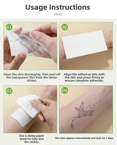 Guida dettagliata in 4 passaggi per applicare tatuaggi farfalla impermeabili.