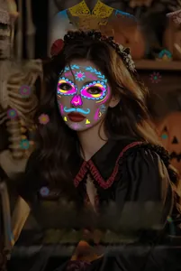 Fluorescent Day of the Dead face stickers for festive Halloween party makeup looks
