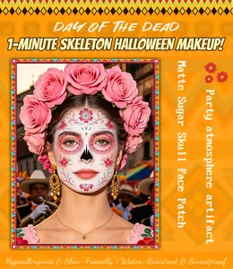 Halloween Day of the Dead Sugar Skull matte face tattoo sticker for party makeup