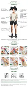 Instructional guide for applying and removing waterproof Halloween cosplay tattoo stickers