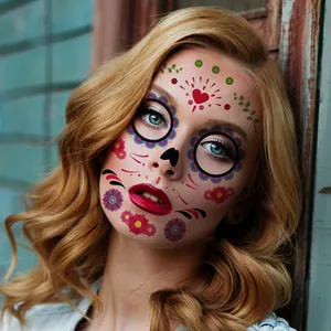 Halloween Day of the Dead waterproof face tattoo stickers for masquerade and festive makeup