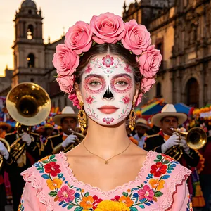 Matte Day of the Dead sugar skull face tattoo stickers for Halloween cosplay makeup