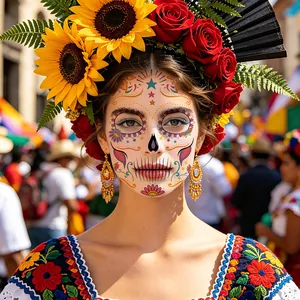 Matte Day of the Dead sugar skull face tattoo stickers for Halloween cosplay makeup