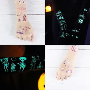 Glow in the dark Mexican Day of the Dead temporary tattoo stickers with skeleton designs