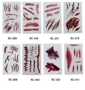 Various realistic Halloween horror wound and scar temporary tattoo stickers for cosplay