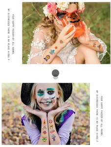 Kids Day of the Dead temporary tattoos featuring skull and guitar designs on arms