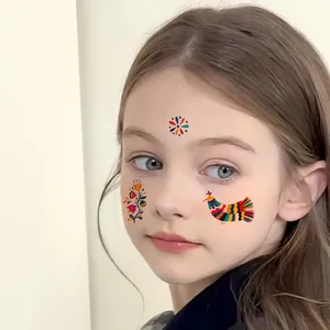 Tatouages temporaires colorés de dessin animé Jour des Morts pour enfants, étanche