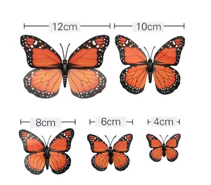 Autocollants muraux papillons monarques orange en cinq tailles de 4 cm à 12 cm pour déco