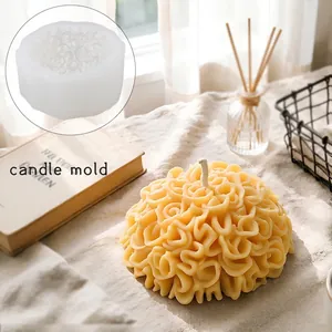 Marigold Flower Shape Silicone Mold For 3D Scented Candle Making DIY Soap Resin Craft Day Of The Dead Home Decor White