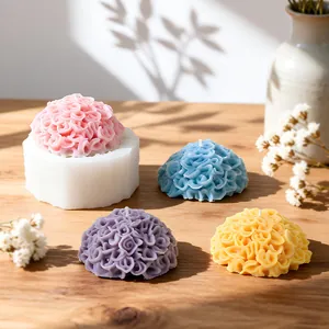 Detailed marigold flower silicone mold for DIY aromatic candles and handmade soaps