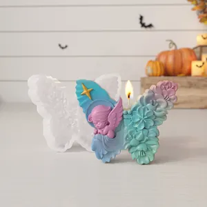 Vista dettagliata dello stampo in silicone a farfalla con angelo per candele fai-da-te