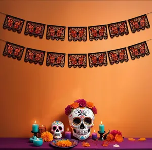Traditional Day of the Dead monarch butterfly garland for Mexican party ofrenda altar decor