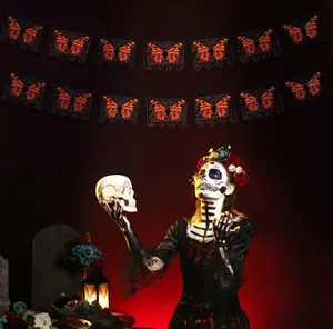 Mexican Day of the Dead Monarch butterfly party banners for Ofrenda decor.