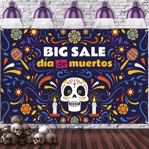 Banner di sfondo teschio professionale Giorno dei Morti per decorazione festa a tema.