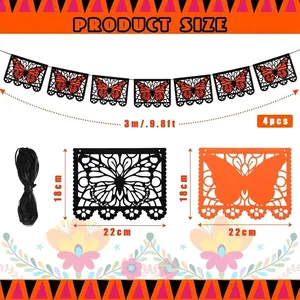 Monarch butterfly Mexican party banner size chart, 3m length festive garland dimensions
