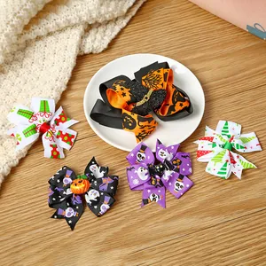 Kids Halloween Christmas Hair Clips Bowknot Festival Hair Pins Pumpkin Ghost Christmas Tree Decoration Hair Accessories For Girls