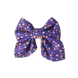Elegant purple corduroy bow hair clip with orange spotted pattern for Halloween party decor