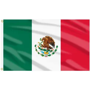 Hoge kwaliteit 60x90cm polyester Mexico vlag met gedetailleerd nationaal wapenschild