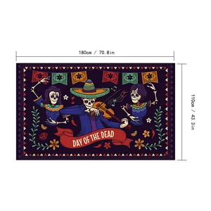 Striscione Giorno dei Morti con design scheletro per festa messicana 180x110cm