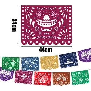 Mexican Papel Picado banners for Day of the Dead, measuring 34x44cm per sheet.