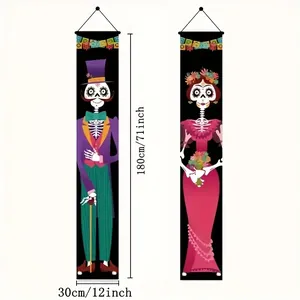 Day of the Dead skeleton couple door banners with size dimensions 180x30cm decor