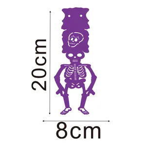 Detailed view of purple Day of the Dead skeleton paper cut with 20x8cm dimensions