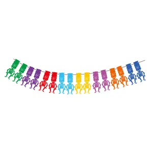 Colorful Mexican Day of the Dead skeleton paper garland banner for festive party decoration