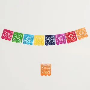 Banderines mexicanos de fieltro para Día de los Muertos, decoraciones caladas de colores