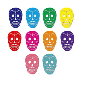 Colorful Mexican Day of the Dead felt skull banner for festive party decoration set