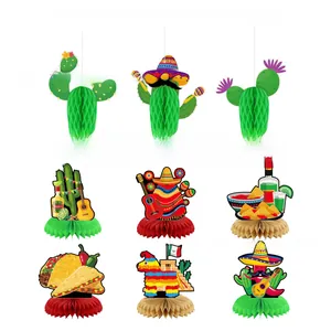 Variety set of Mexican Cinco de Mayo paper honeycomb centerpieces and hanging decorations